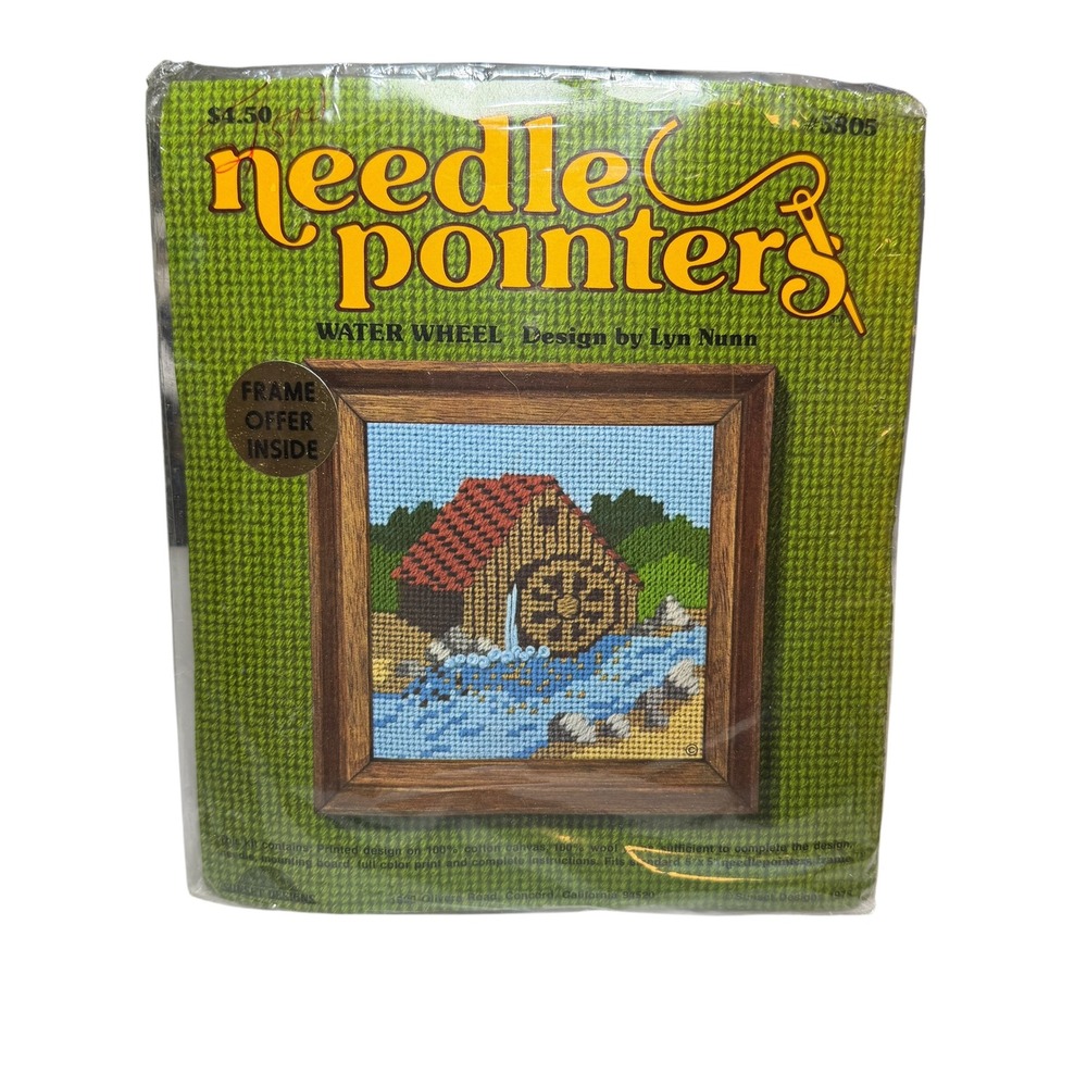 Sunset Designs Needle Pointers Water Wheel Needlepoint Kit 5805 Vintage 1974